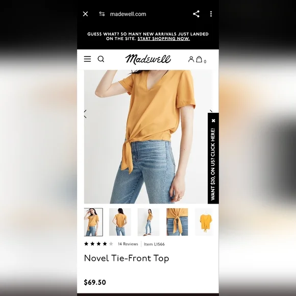 Madewell Lightweight Minimalist novel tie front top - Picture 4 of 10